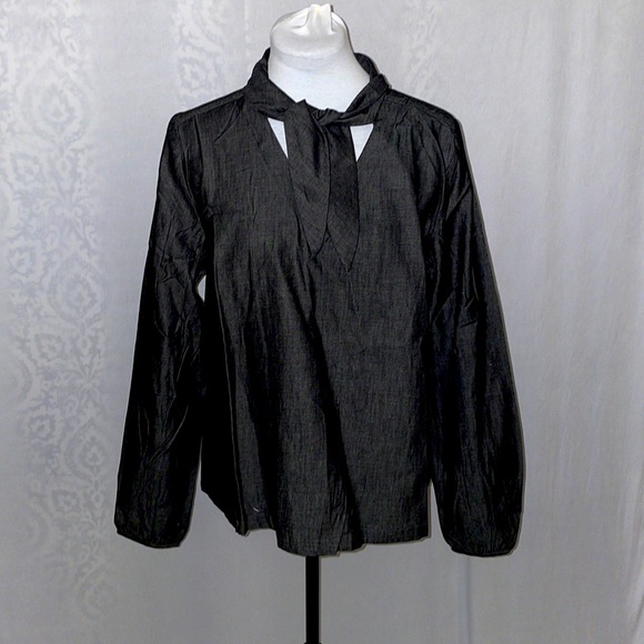 Loveriche Black Light Denim Blouse 100% Cotton Small - Picture 1 of 9